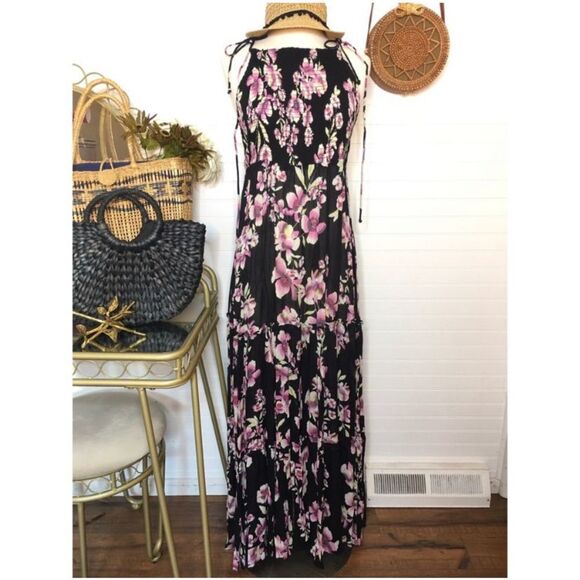 Free People Onyx Garden Party Floral Maxi Dress NWOT Medium - Picture 2 of 6